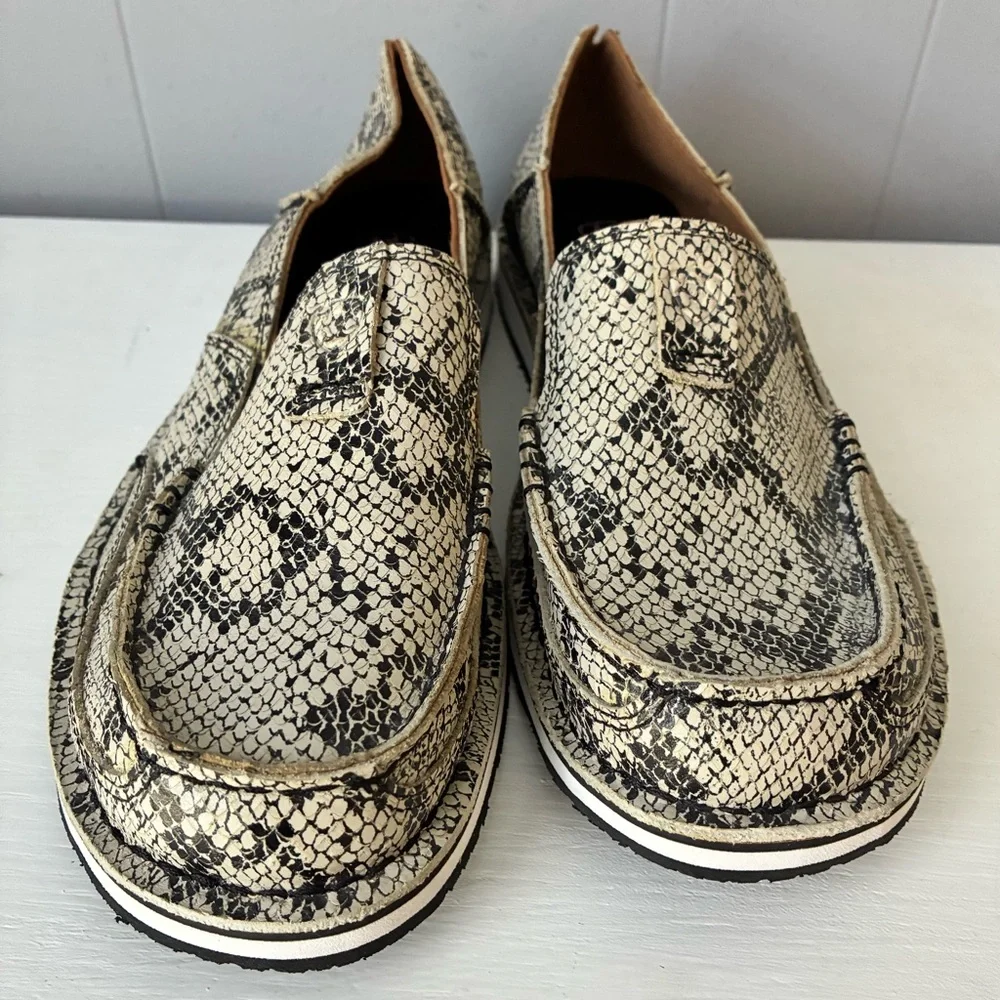 NWOT Ariat Men's Snakeskin Loafers - Black and Cream Size 11B - Picture 2 of 11